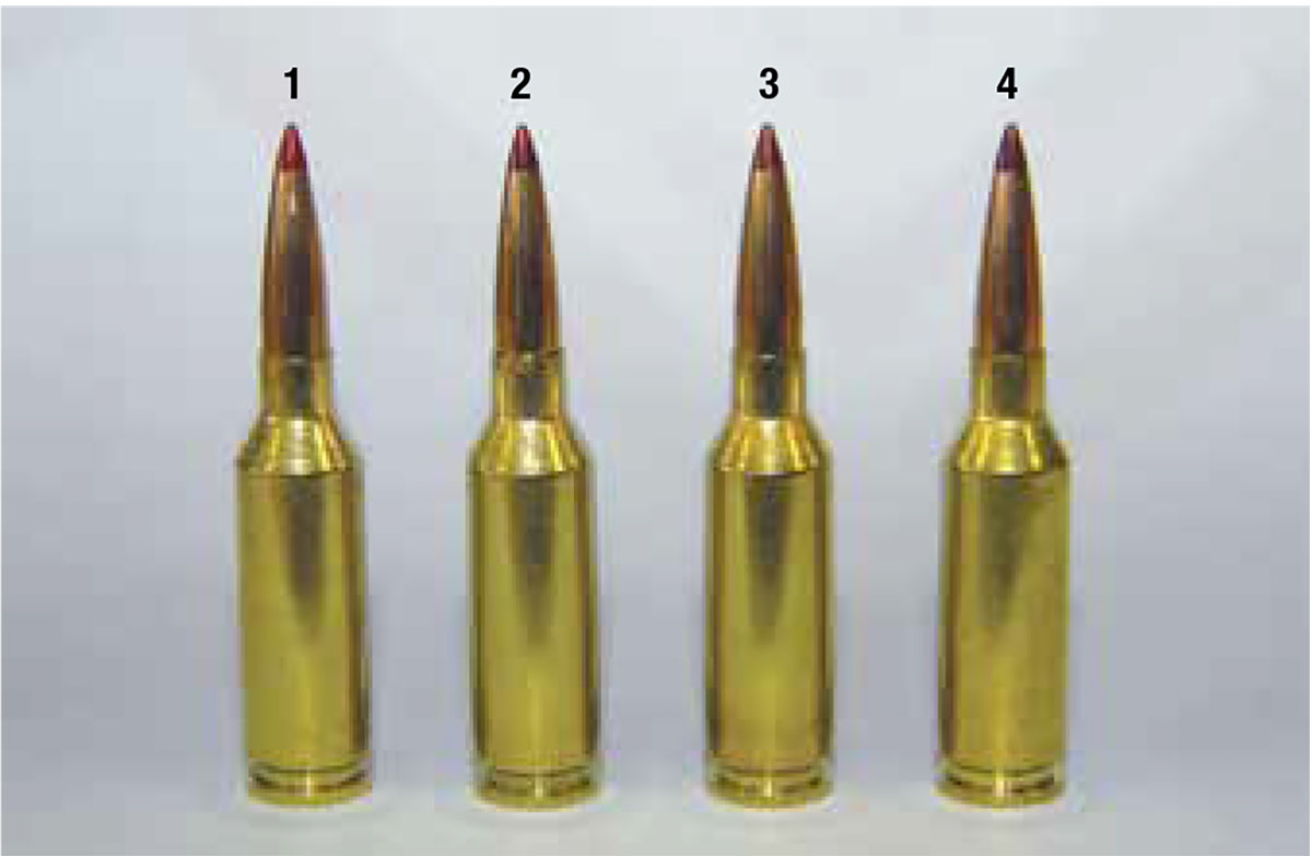 Hornady factory loads on hand and shot through the Fence Line Mini Action chambered in 22 ARC included: (1) 62-grain ELD-VT V-Match, (2) 70-grain CX Superformance, (3) 80-grain ELD-X Precision Hunter and (4) 88-grain ELD Match.